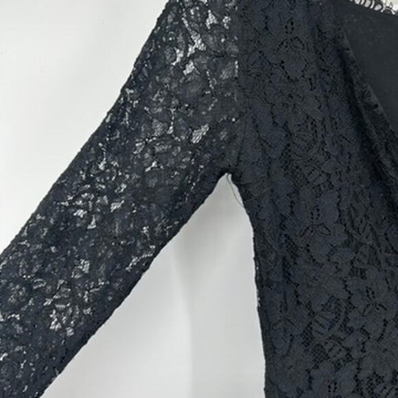 DVF Diane Von Furstenberg Zarita Lace Mini Dress 3/4 Sleeve Women's 6 Black - Picture 6 of 9